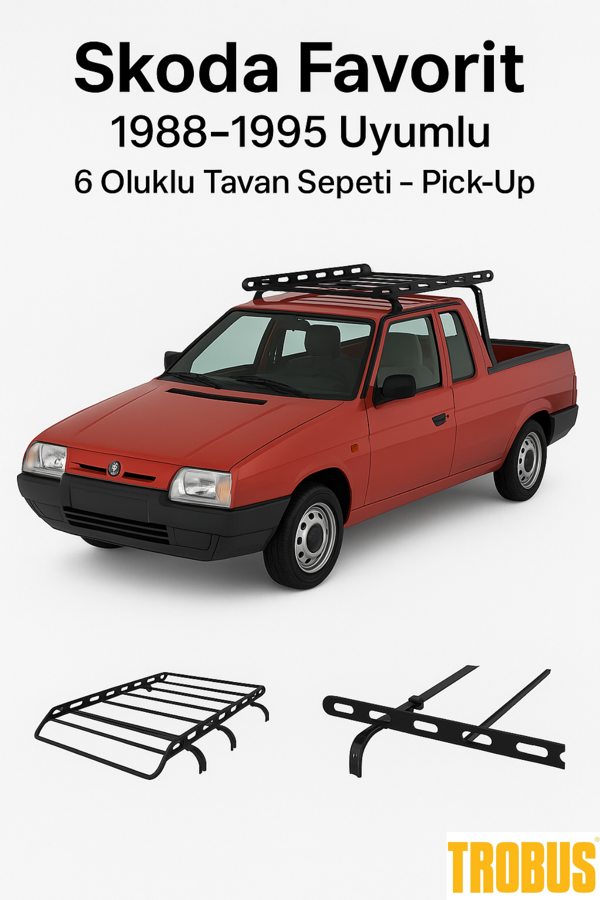 Skoda Favorit 1988-1995 Uyumlu 6 Oluklu Tavan Sepeti – Pick-Up - Image 1