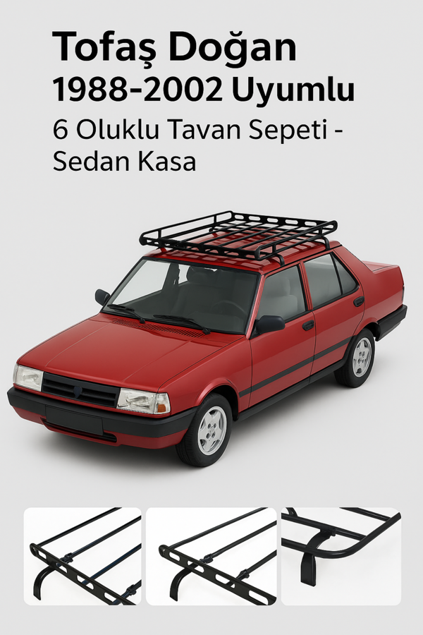 Tofaş Doğan 1988-2002 Uyumlu 6 Oluklu Tavan Sepeti - Sedan Kasa - Image 1