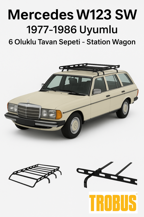 Mercedes W123 1976-1985 Uyumlu 6 Oluklu Tavan Sepeti - Sedan Kasa - Image 1