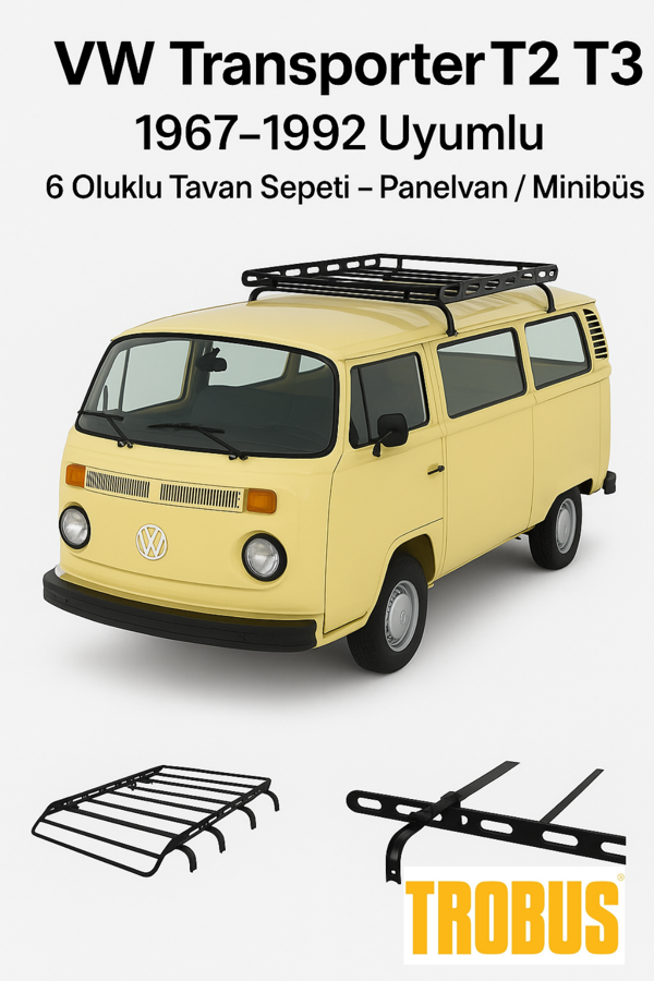 VW Transporter T2 T3 1967-1992 Uyumlu 6 Oluklu Tavan Sepeti - Panelvan / Minibüs - Image 1