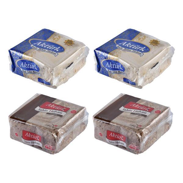 Aktürk Helva 500 gr Sade ve Kakaolu 4 lü Karma Paket - Image 1