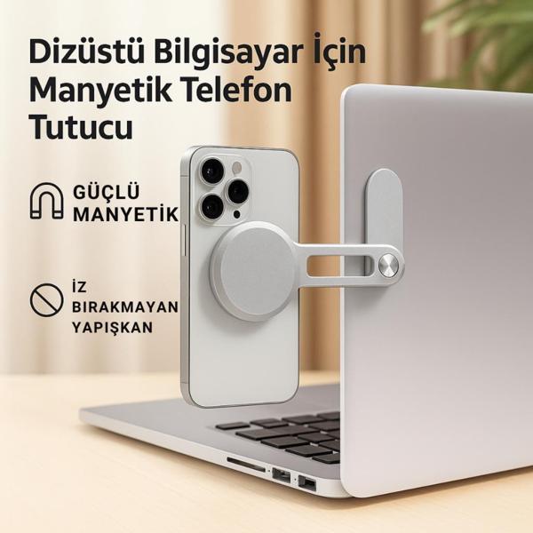 Coofbe Yapışkanlı Magsafe Uyumlu Laptop Telefon Tutucu Araç Ekran Arkası Telefon Tutucu Monitör Tutucu - Image 1
