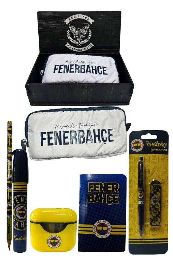 Fenerbahçe Lisanslı Sarı Air Kalemtraş Ahşap Kutulu 6Lı Kırtasiye Seti - Image 1