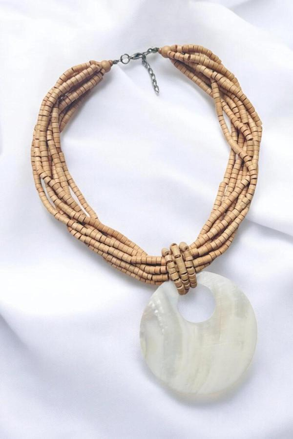 AHŞAP BONCUK ETNİK KOLYE - Image 1