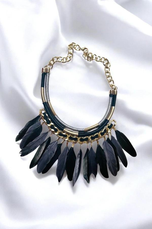 ETNİK TÜY GERDANLIK KOLYE - Image 1