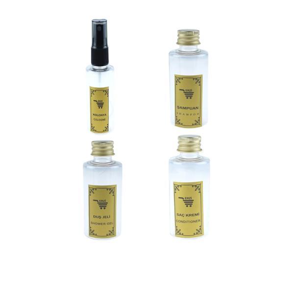Seyahat Seti 4Lü 0.50ml Kolonya Duş Jeli Saç Kremi Şampuan Şişesi - Image 1