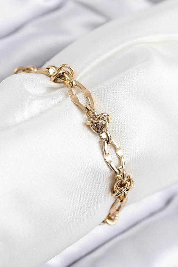 BFS 316L Çelik Parçalı Zincir Model Gold Renk Kadın Bileklik - Image 1