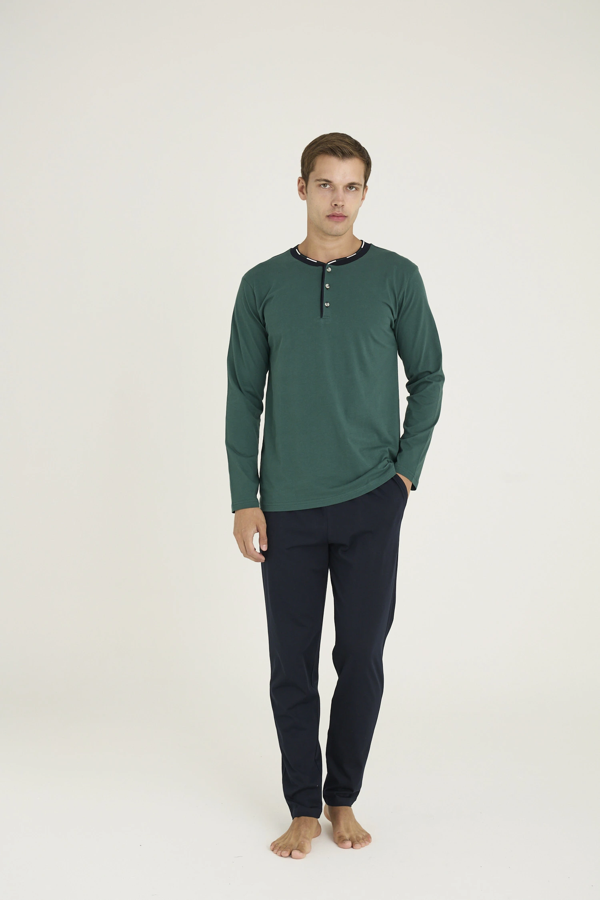 9245 Erkek Midi Yaka Pijama Takım - Image 1
