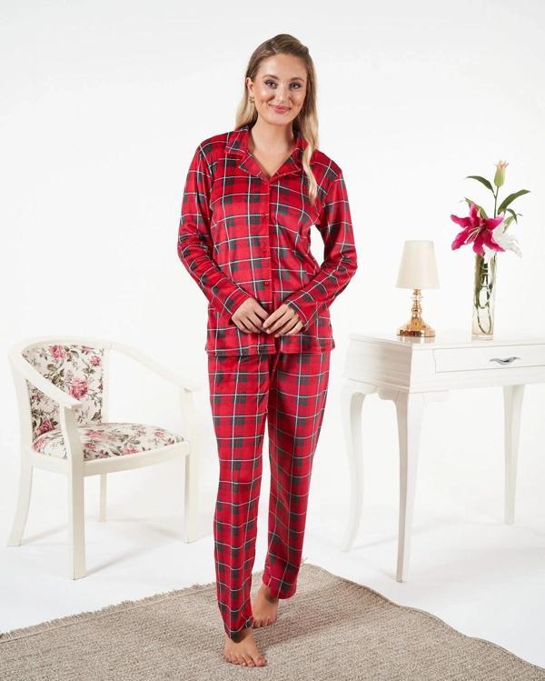Estiva 25363 Gömlek Yaka Kadife Pijama Takımı - Image 1