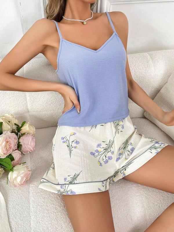 Kadın Çiçek Desenli Şortlu Gecelik Takım 5100 - Image 1