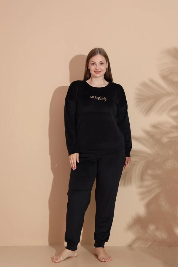 Estiva 25394 Uzun Kol Battal Kadife Pijama Takımı - Image 1