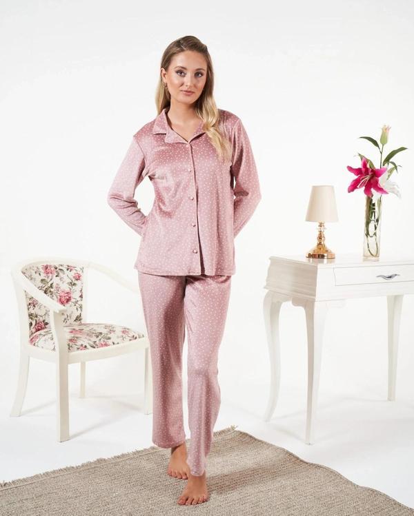 Estiva 25361 Gömlek Yaka Kadife Pijama Takımı - Image 1