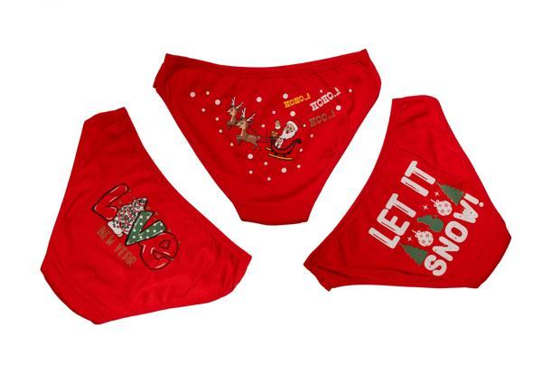 Arias Closet Kırmızı Yılbaşı Desenli 3'lü Pamuklu Külot Takımı - Image 1