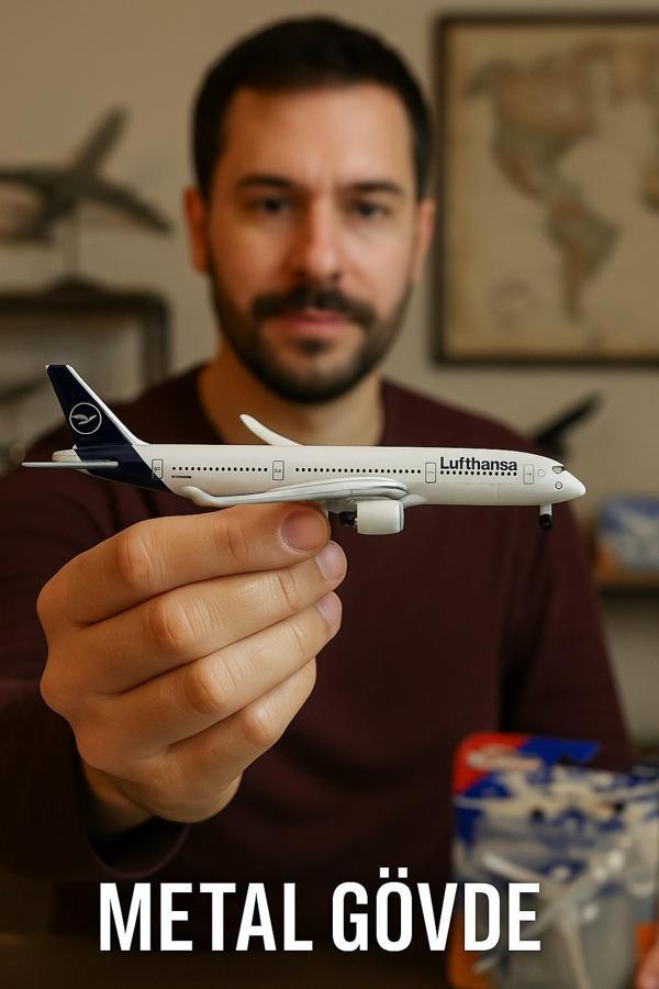 Metal Gövde Majorette Lufthansa Airbus A350 900 Ucak Modeli 11 Cm Serbest Tekerlek 1:64 Ölçek - Image 1