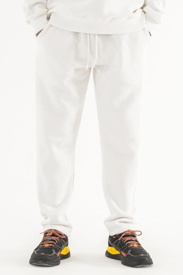 Erkek Eşofman Altı Rahat Kalıp Beyaz 3 iplik Şardonlu - Image 1