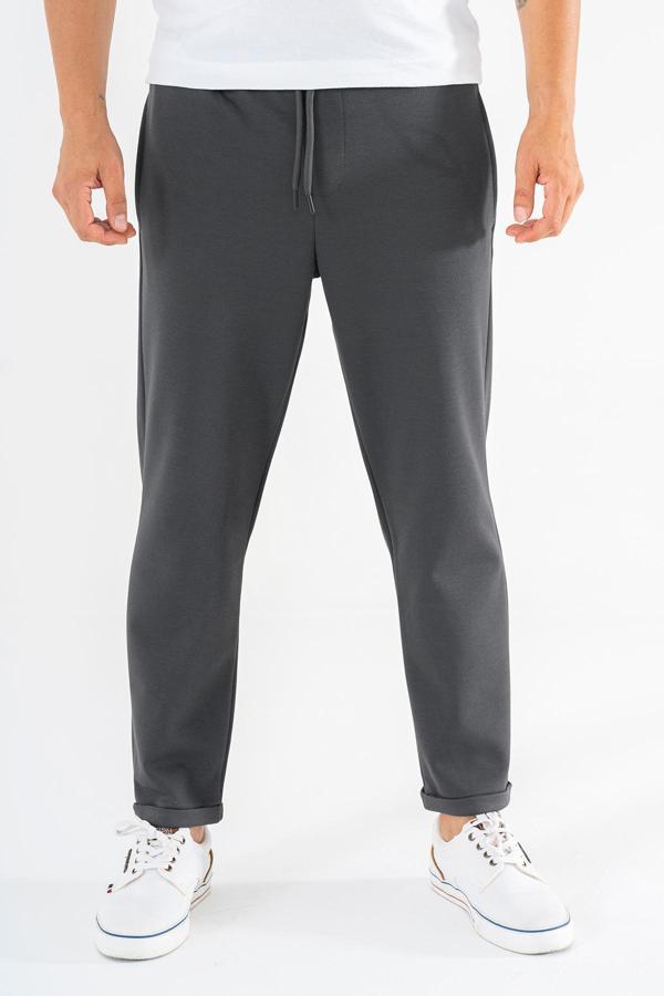  Erkek Jogger Eşofman Altı Füme Duble Paça Rahat Kesim Spor Pantolon - Image 1