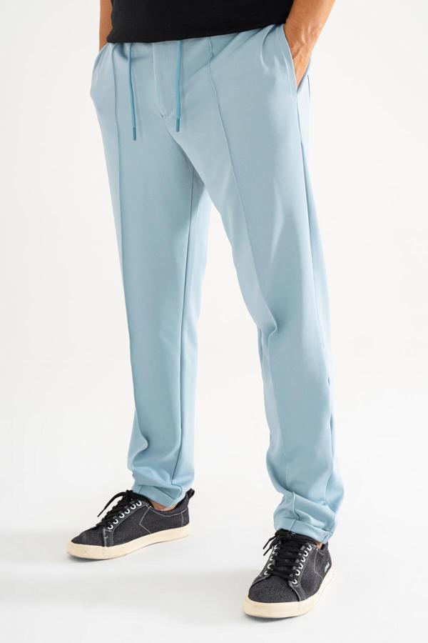 Erkek Jogger Pantolon Açık Mavi Rahat Kesim Duble Paça Lastikli İpli Bel - Image 1
