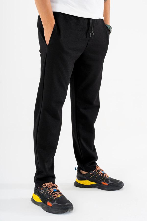  Erkek Jogger Eşofman Altı Siyah Düz Paça Rahat Kesim Spor Pantolon - Image 1