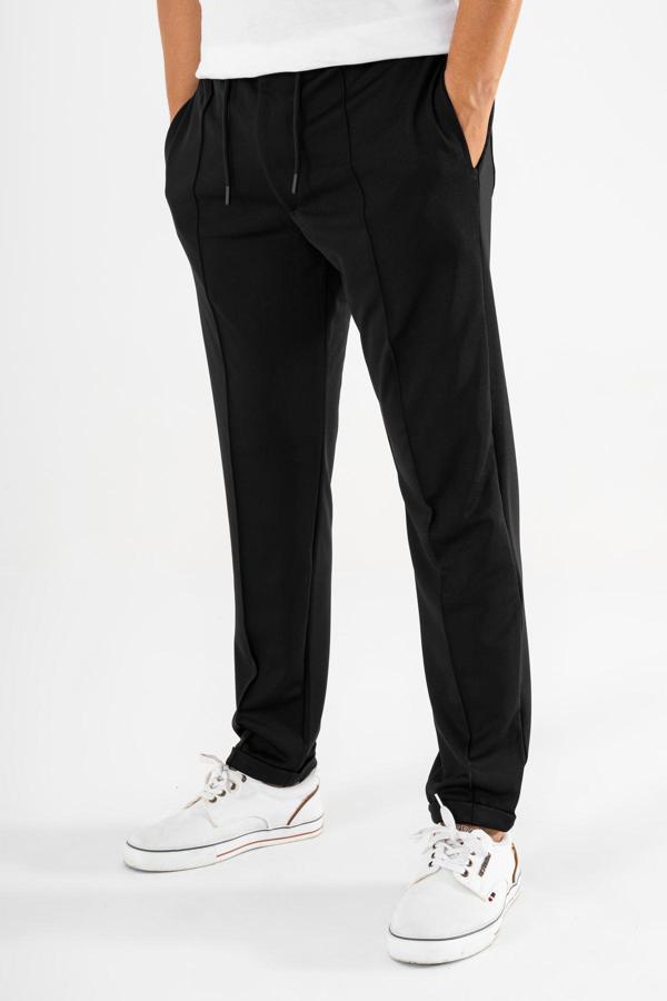 Erkek Jogger Pantolon Siyah Rahat Kesim Duble Paça Lastikli İpli Bel - Image 1
