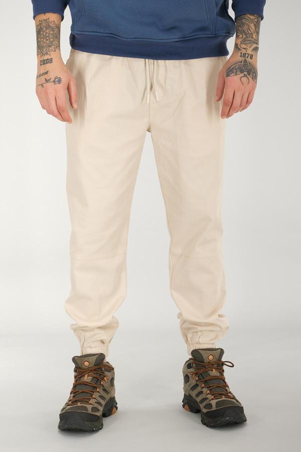 Erkek Jogger Pantolon Bej Rahat Kesim Lastikli Paça - Image 1