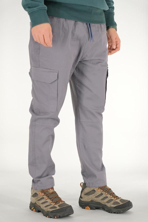 Erkek Kargo Pantolon Füme Rahat Kesim Lastikli İpli Bel - Image 1