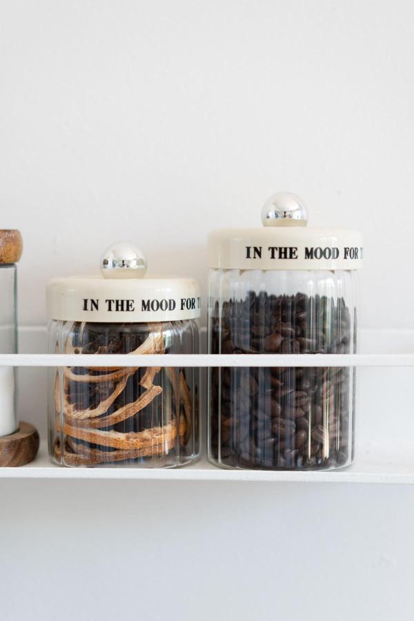 Dekorz Dükkan 2’Li Krem Vakum Kapaklı Motto Cam Kavanoz Seti (320Ml+450Ml) - Image 1