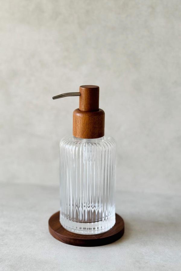 Dekorz Dükkan Akasya Başlıklı Çizgili Cam Sıvı Sabunluk - Image 1