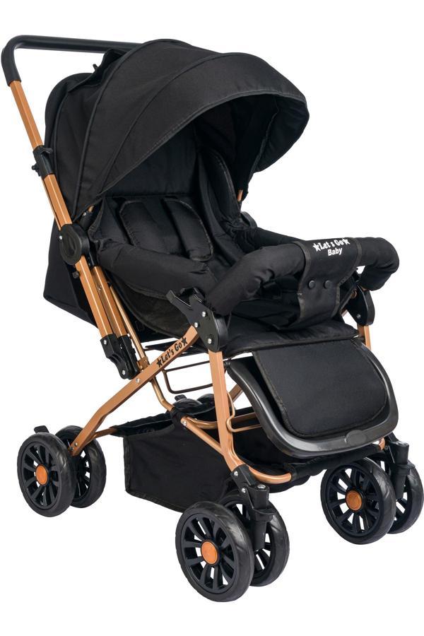 Let'S Go Baby Çift Yönlü Ergonomik Bebek Arabası Bebek Puset Dayanıklı Katlanabilir Siyah Gri Bej Gold - Image 1