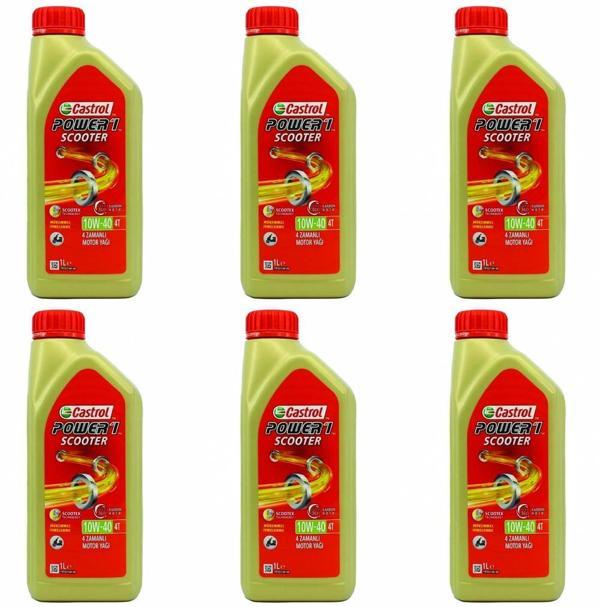 Castrol Power 1 Scooter 4t 10W40 1 Litre Motosiklet Motor Yağı (6 Adet) - Image 1