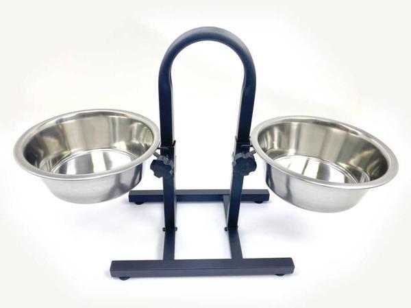 Playfull Ayaklı Ayarlanabilir İkili Çelik Mama Su Kabı 64 Oz 2 Lt - Image 1