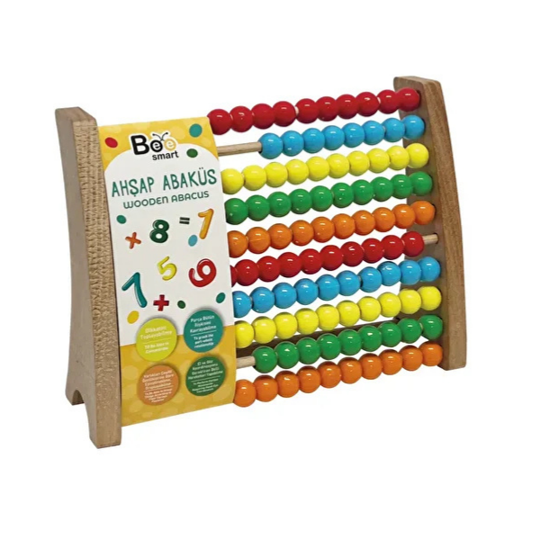 Bee Smart Doğal Ahşap Montessori Renkli Sayı Eğitici Boncuk Abaküs - Image 1