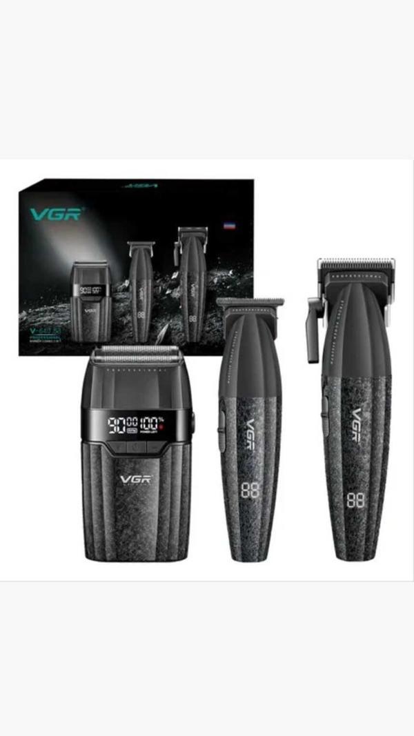 SMP Vgr 640S3 Profesyonel 3'ü 1 Arada Saç Kesme Seti 9000 Devir/dakika, Kablosuz titanyum batarya - Image 1
