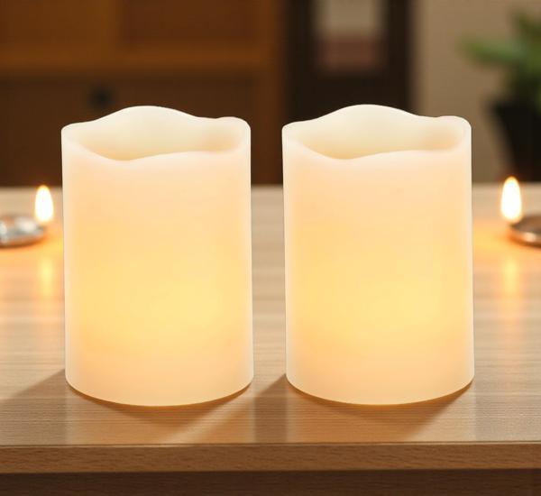 Pilli Led Işıklı Dumansız Mum Tealight 2'li Set Dekoratif Fonksiyonel Ev Ofis & Yeni Yıl Hediyesi - Image 1