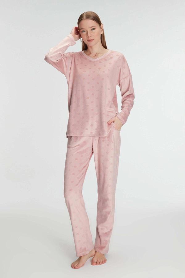 Bicomi Uzun Kol V Yaka Sweatshirt ve Pantolon Takım Pijama Takımı - Image 1