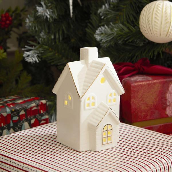 Karaca Home New Year Yılbaşı Ev Şekilli Ledli Dekoratif Obje Beyaz 6,3 x 6,2 x 10,7 cm - Image 1