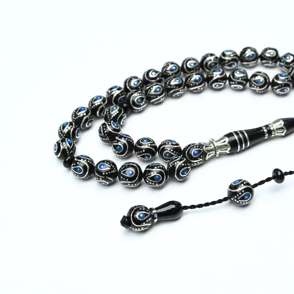 Damla İçi Damla Küre Model Sistemli Oltu Taşı Tespih - Image 1