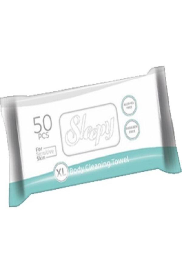 Sleepy Hassas Ciltlere Özel Xl 50 Yaprak Vücut Temizleme Mendili X 6 Paket - Image 1