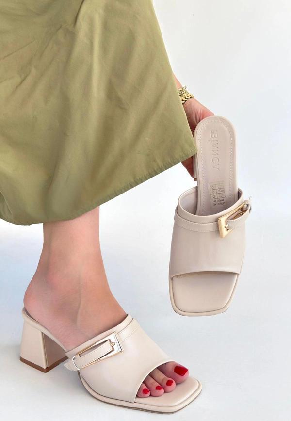 Ziva Bej Cilt Topuklu Terlik - Image 1