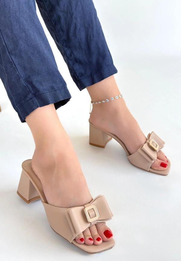 Pier Nude Cilt Topuklu Terlik - Image 1