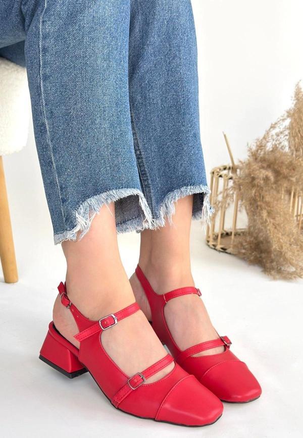 Doran Kırmızı Cilt Topuklu Ayakkabı - Image 1