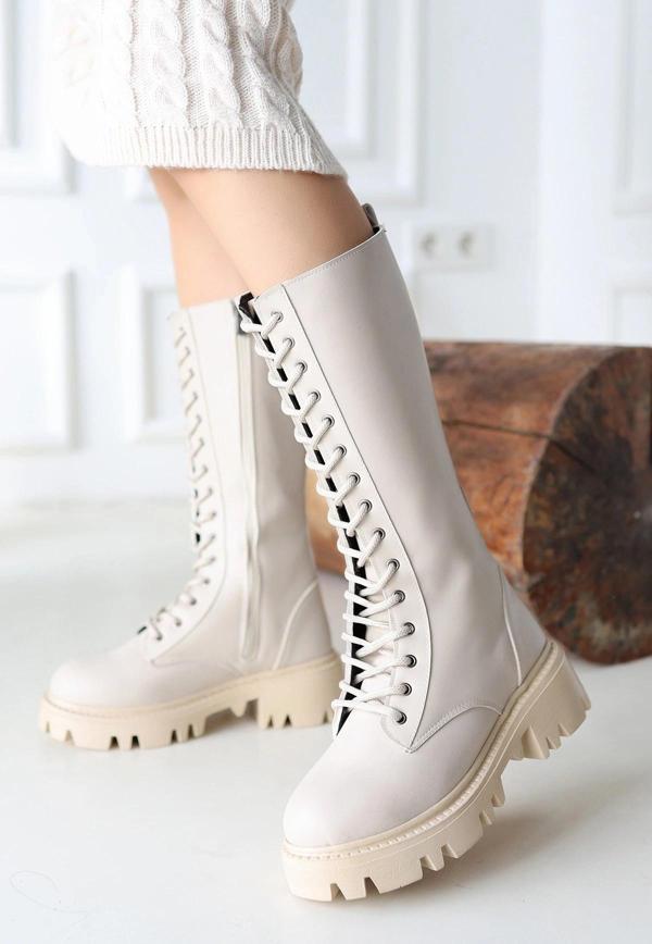 Uliza Bej Cilt Bağcıklı Çizme - Image 1