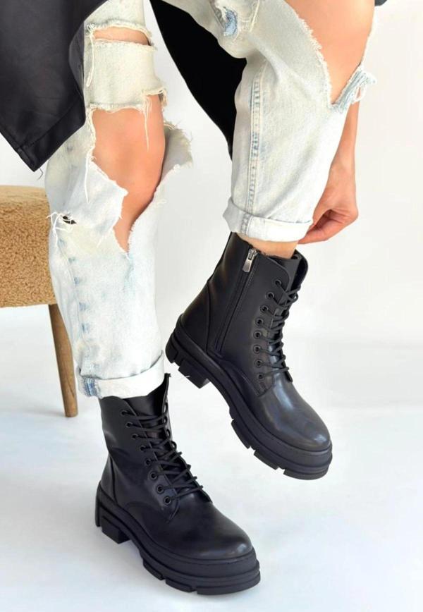 Allex Siyah Cilt Bağcıklı Bot - Image 1