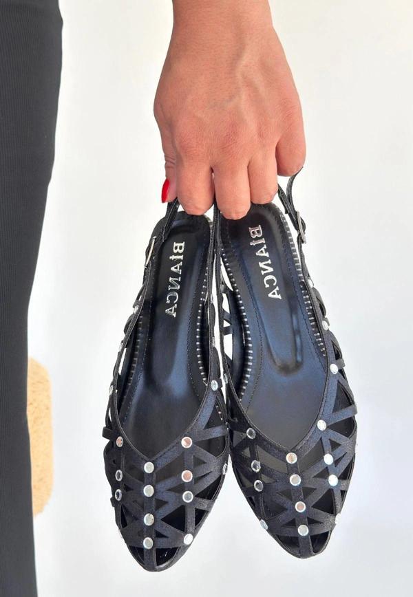 Faty Siyah Cilt Babet Ayakkabı - Image 1