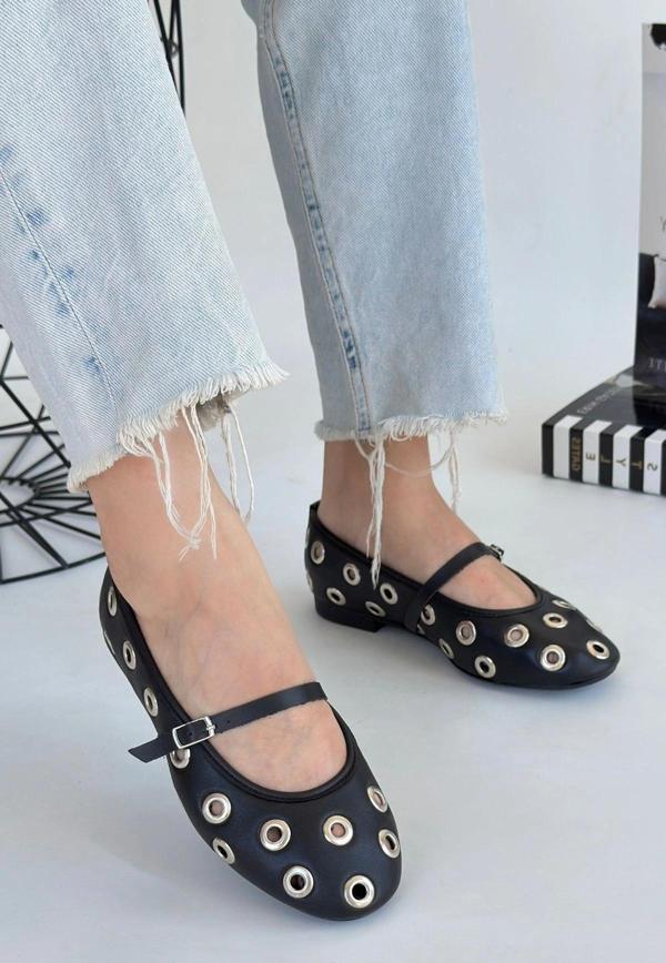 Tinta Siyah Cilt Babet Ayakkabı - Image 1