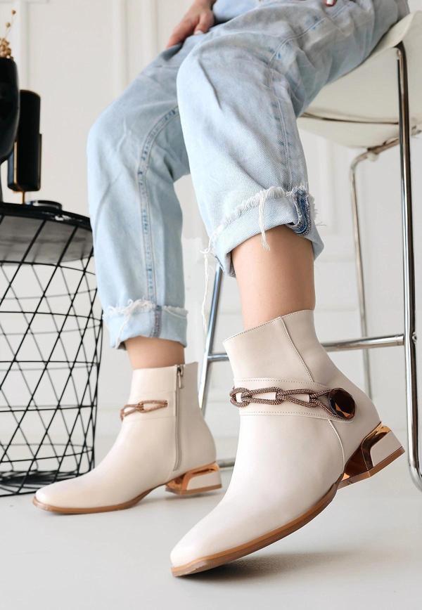 Roxani Bej Cilt Topuklu Bot - Image 1