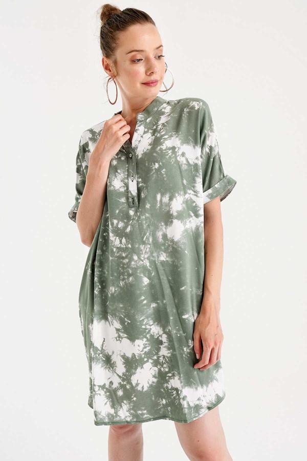 Gabria Yarım Pat Desenli Elbise - Image 1