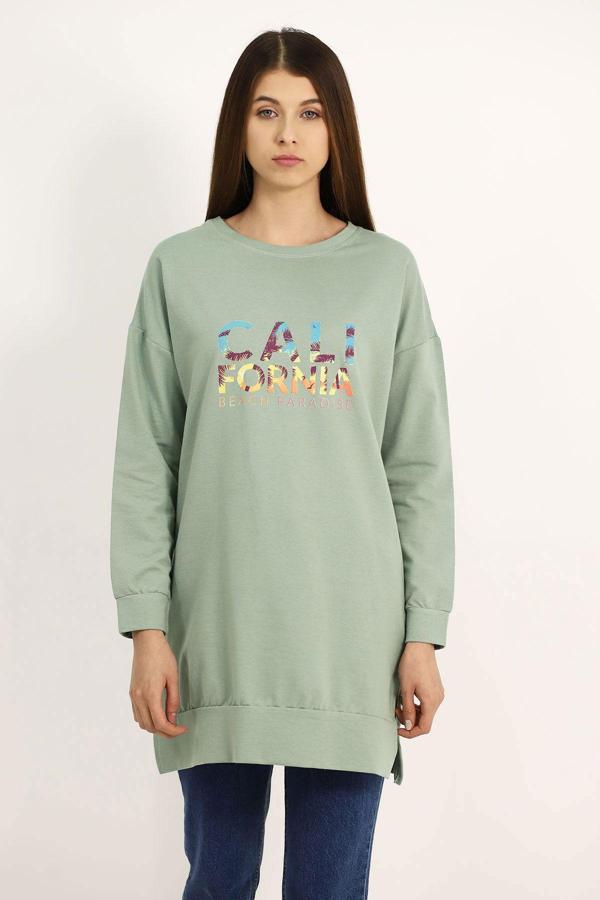 Gabria Baskılı Yan Yırtmaçlı Sweat - Image 1