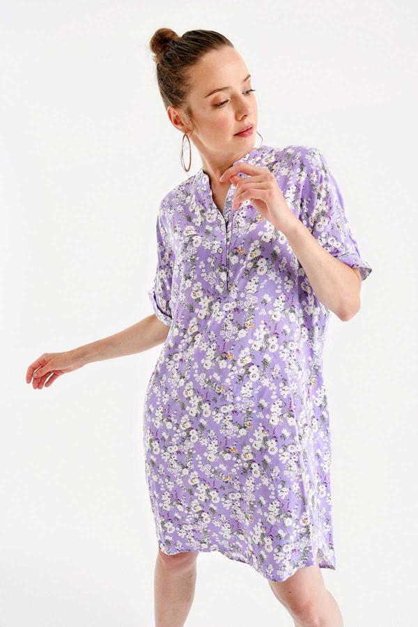 Gabria Yarım Pat Desenli Elbise - Image 1