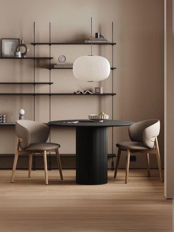 Vintage Yuvarlak Siyah Ahşap Bohem Masa 110x110 - Image 1