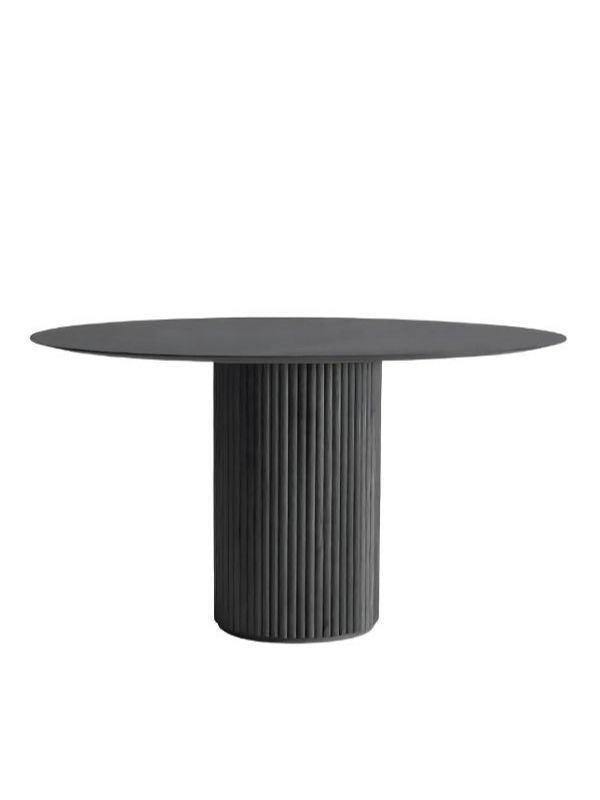 Vintage Yuvarlak Siyah Ahşap Bohem Masa 130x130 - Image 1